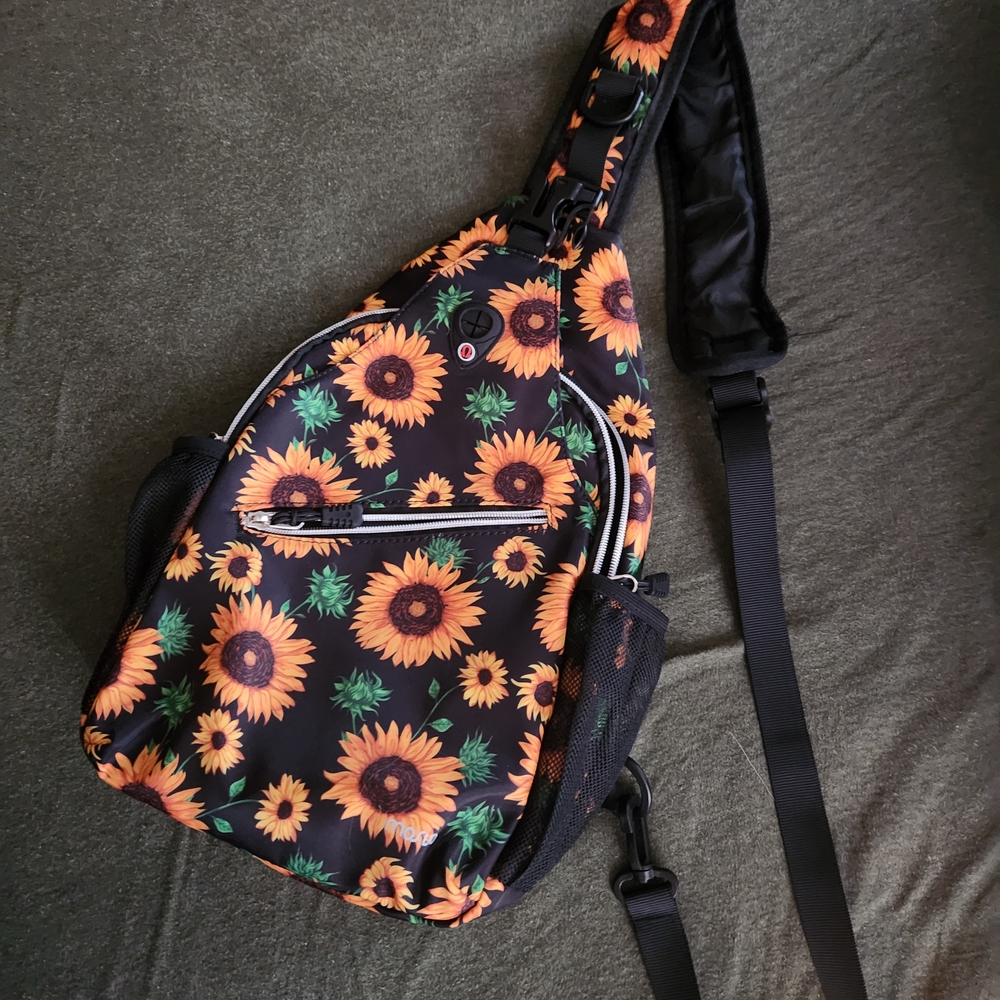 Sunflower Print Sling Bag